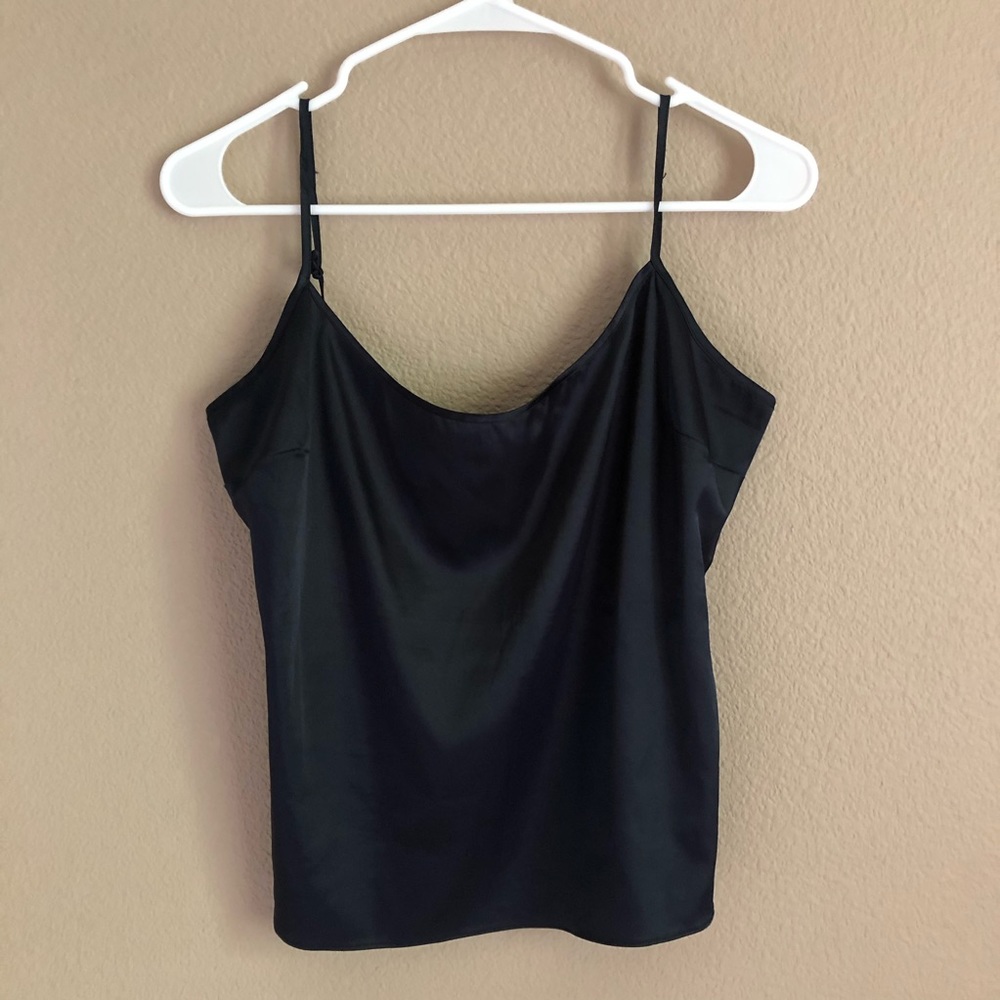 Navy Blue Satin Tank Top